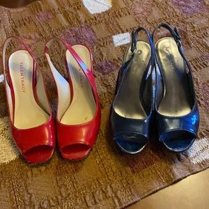 Sold separately blue / red leather open toe